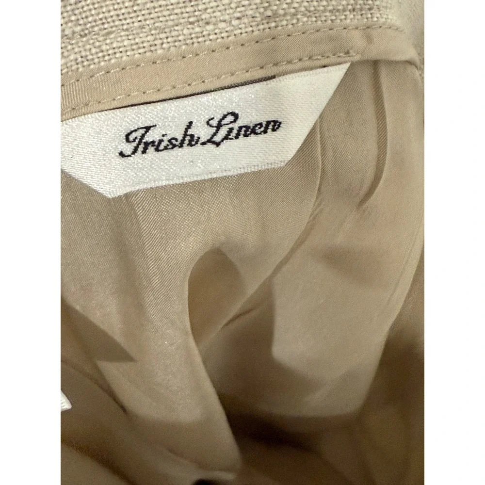 Talbots Irish Linen Trousers Beige Oatmeal High Waisted Straight Leg Pants 12 - Picture 6 of 7